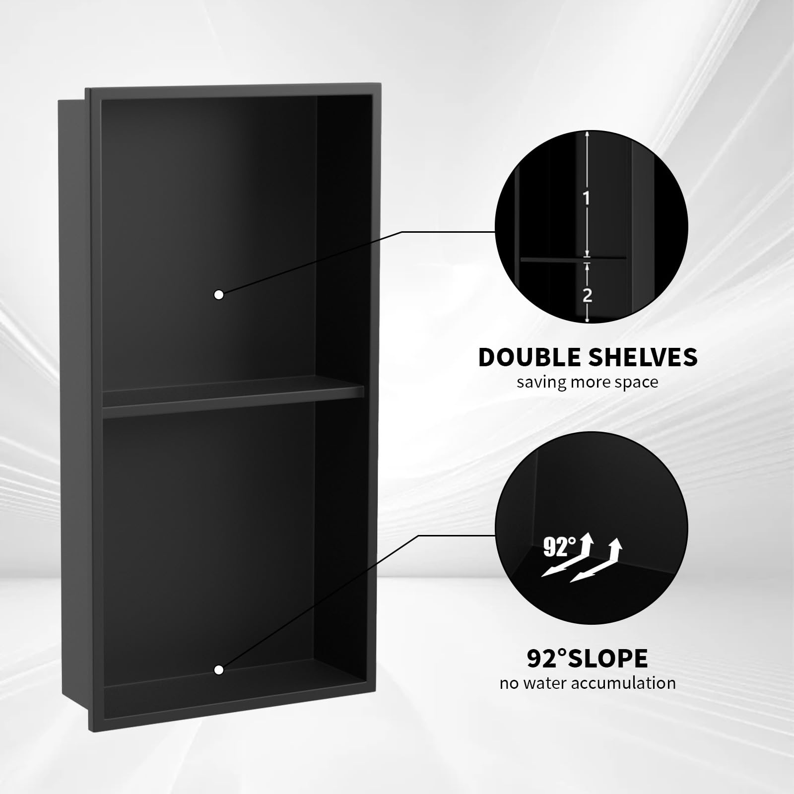 Homevacious 12“ x 12" x 4" Stainless Steel Shower Niche No Tile Needed Brushed Nickel Bathroom Shelf Rimless Recessed Wall Niche for Bathroom Storage