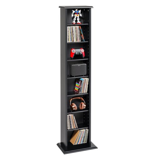 Prepac Narrow Cabinet Media, Slim Multimedia Storage Tower, Black