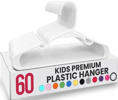 Utopia Home 60 Pack Kids Hangers - 11.5 Inch Plastic Baby Hangers for Closet - Childrens Hanger for Clothes & Infant Hanger for Closet (White)