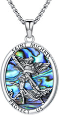 PROESS Saint Necklace - 925 Sterling Silver St. Michael, St. Benedict, St. Anthony & St. Jude Medals | Adjustable 22"+2"/18"+2" Chain