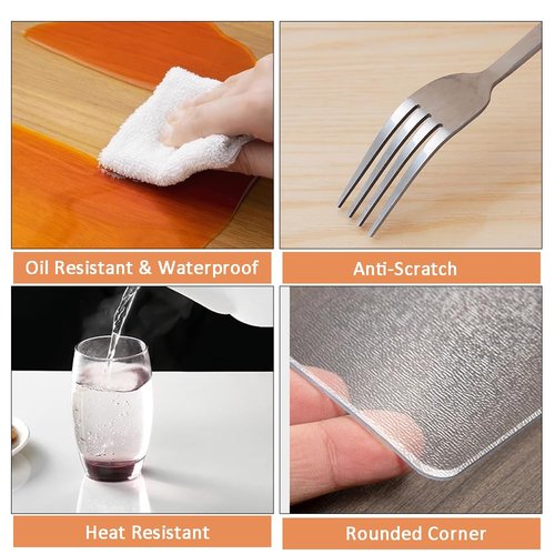 Kasepie Clear Table Protector 42x78 Inch, 2mm Thick PVC Table Cover for Kitchen & Dining Room, Scratch-Resistant Desk Mat, Rectangle Plastic Tabletop Protector