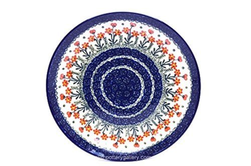 Polish Pottery Plate - 10" Dinner - Peach Spring Daisy