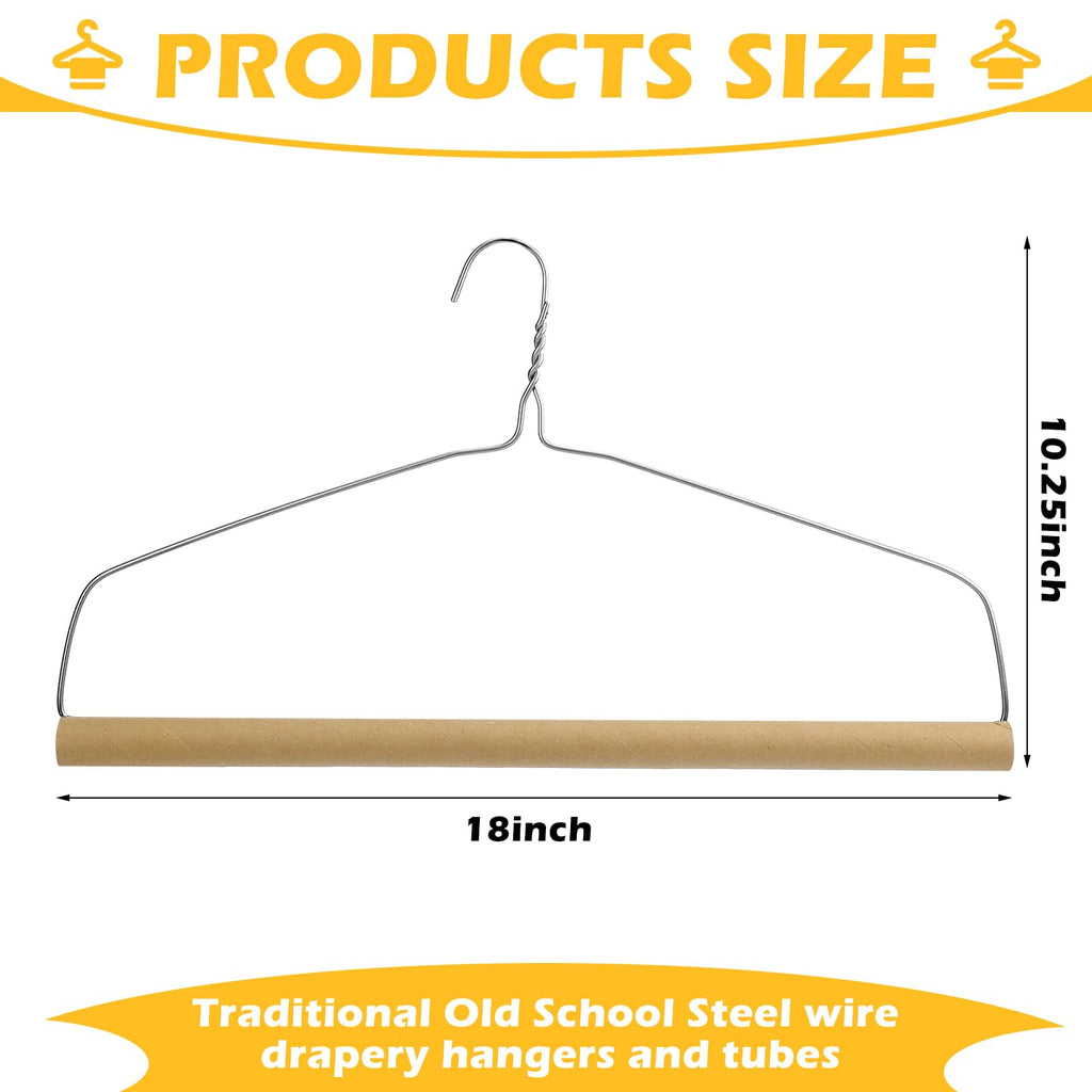 Didaey 20 Sets Heavy Duty 18" Drapery Hangers with Strong 10.5 Gauge Alloy Steel Wire for Heavy Items (Silver)