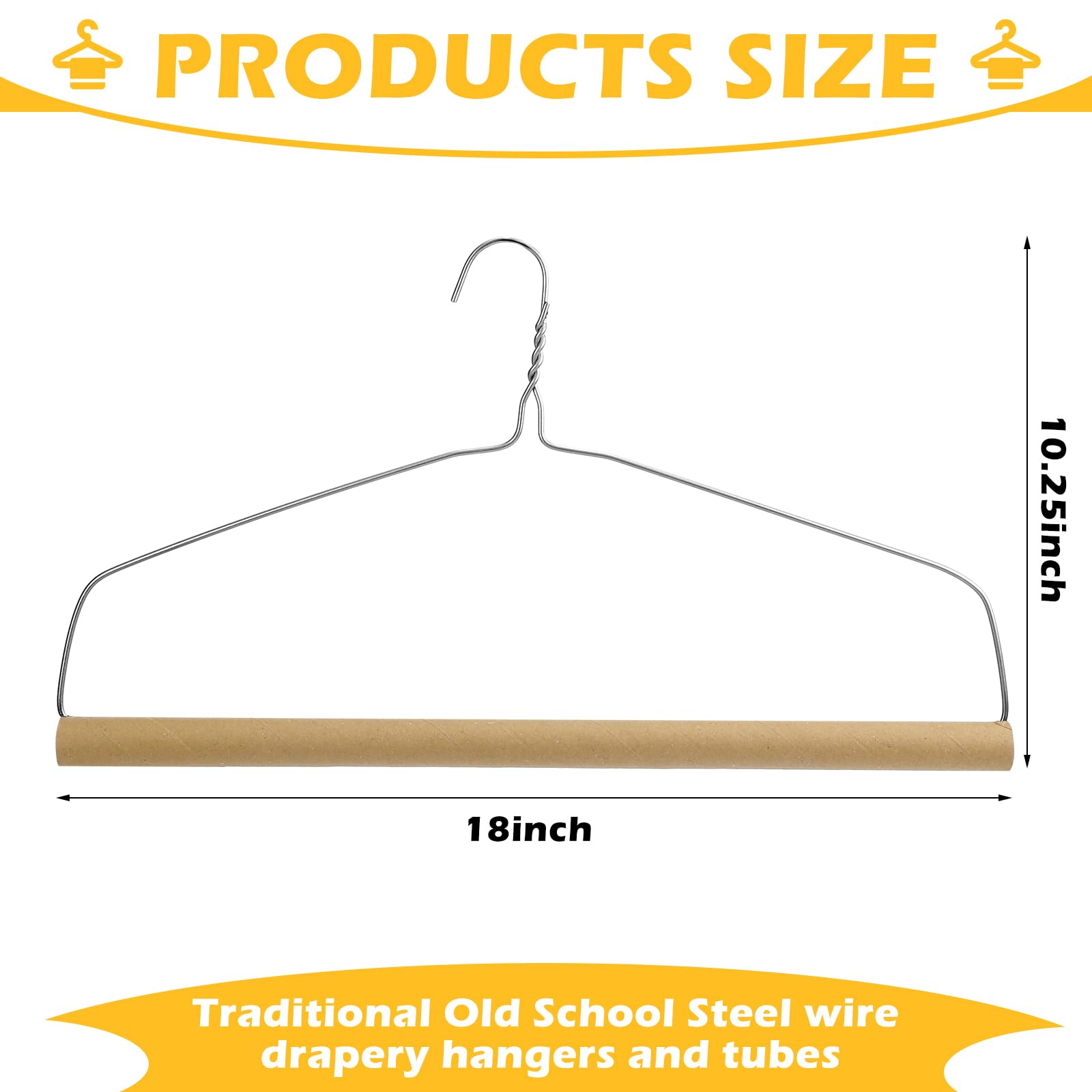 Didaey 20 Sets Heavy Duty 18" Drapery Hangers with Strong 10.5 Gauge Alloy Steel Wire for Heavy Items (Silver)