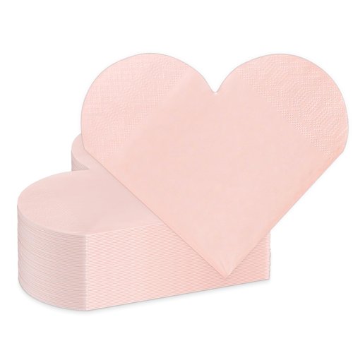 Valentine's Day Party Supplies, Disposable Love Napkins Heart Shaped Napkins for Valentine's Day Engagements Wedding Anniversaries Bridal Showers Birthday Decorations, 3 Ply / 50 Count/Blush