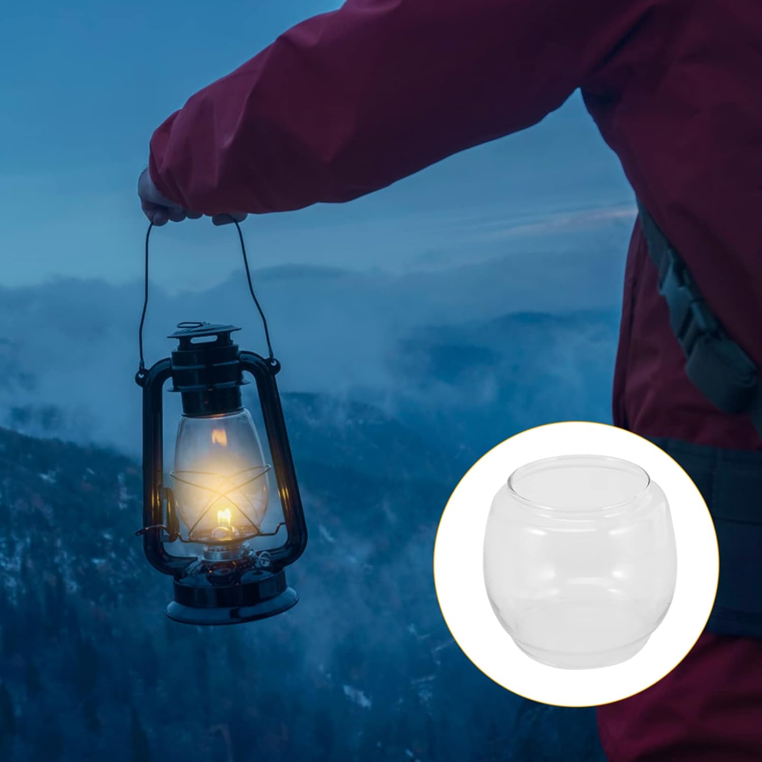 Uonlytech Oil Lamp Shade Glass - Vintage Round Kerosene Lamp Cover | 2.36 Inch Clear Protector for Home & Outdoor Lighting