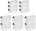 Sterilite Clear Plastic Storage Containers - Stackable 30 Quart & 18 Quart Bins with White Latching Lid | Organizing Solution (6 Pack)