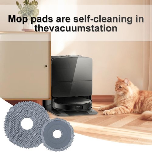 8 Pack Mop Pads for Roborock QV 35A/Qrevo S/Q Revo/Qrevo Pro/Qrevo Plus/Qrevo Master/Qrevo Slim/Qrevo Curv/Qrevo Edge/Saros 10R Robot Vacuum Cleaner, Spin Cleaning Pads Replacement Parts Accessories