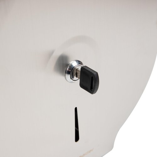 Mind Reader Toilet Paper Dispenser, Wall Mount, Lock with Key, Restroom, Stainless Steel, 10"L x 10.25"W x 4.5"H, Silver