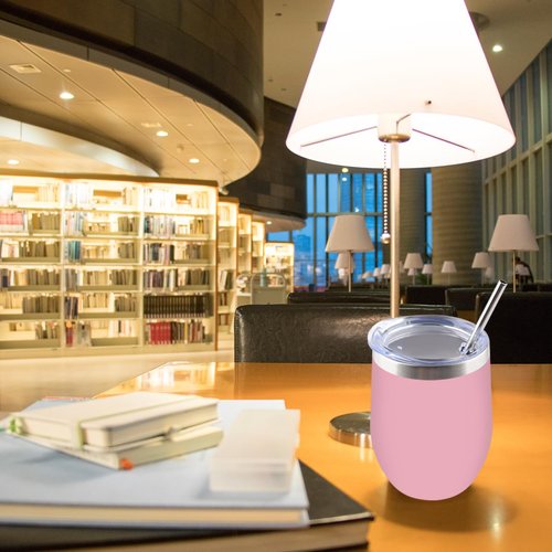 Amtidy 12 Pack Powder Coated Stainless Steel Tumbler with Lid,Equipped with straw and straw brush，12 oz Double Wall Vacuum Insulated Travel Tumbler Cup for Coffee, Wine, Cocktails