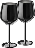 WOTOR Wine Glasses Set of 2, 18oz Stainless Steel Wine Glasses, Unbreakable & Portable Stemmed Metal Wine Glass for Outdoor, Travel, Camping and Pool, Ideal Gift for Wine Lovers (Glossy Dark Grey)