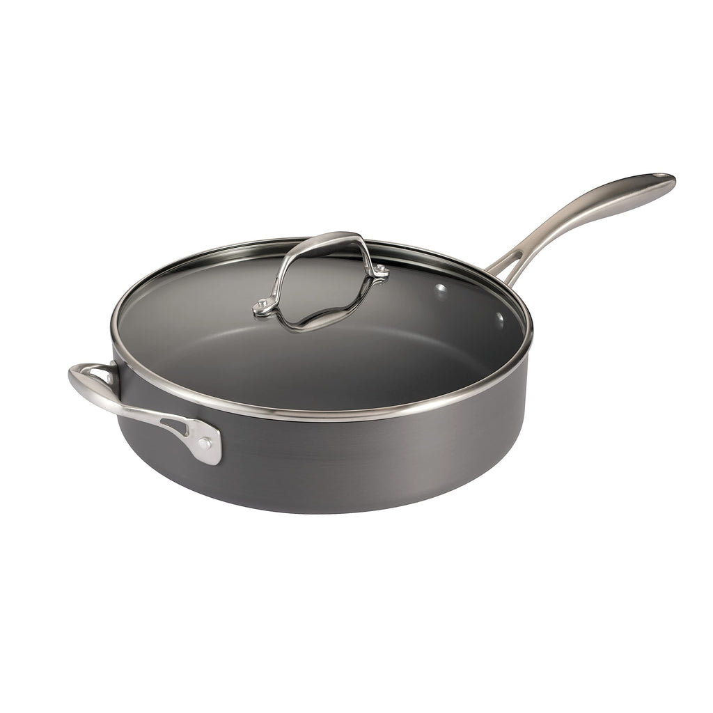 Tramontina OnyxPro Hard Anodized Non Stick 5.5-Quart Saute Pan with Glass Lid, Cooking Pan with Reinforced Nonstick Coating, Oven Safe