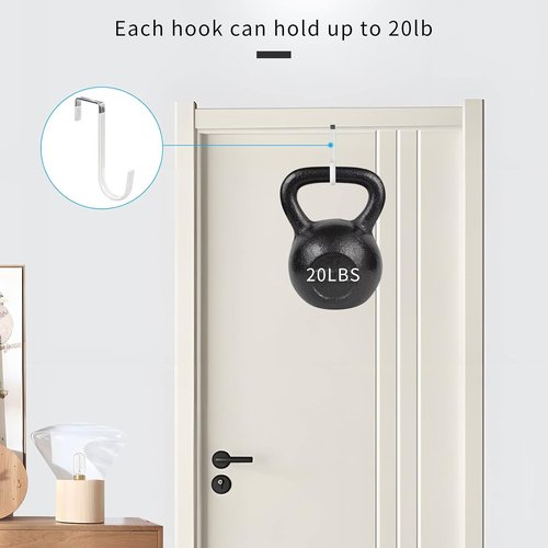 FYY Over The Door Hooks - Heavy Duty 4 Pack Hangers with Rubber Tips | Scratch-Resistant Organizer for Home