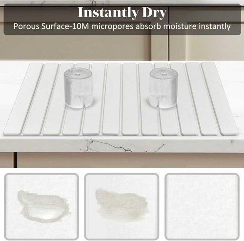 **Extral Large Stone Dish Drying Mat - Quick Dry Eco-Friendly Diatomaceous Earth | 28" x 16" for Kitchen Counter**