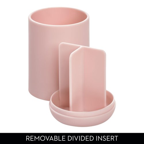 iDesign Toothbrush Holder with 3 Divided Sections for Bathroom or Vanity - Set of 2 - Blush
