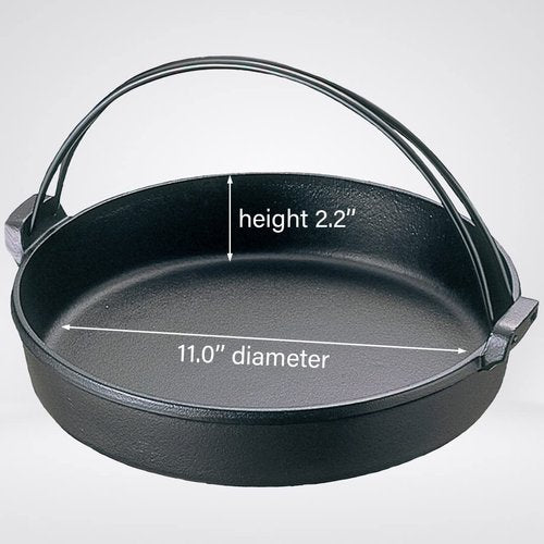 TIKUSAN Japanese Cast Iron Hot Pot Sukiyaki Nabe Pan Made in Japan (11.0" (28cm))