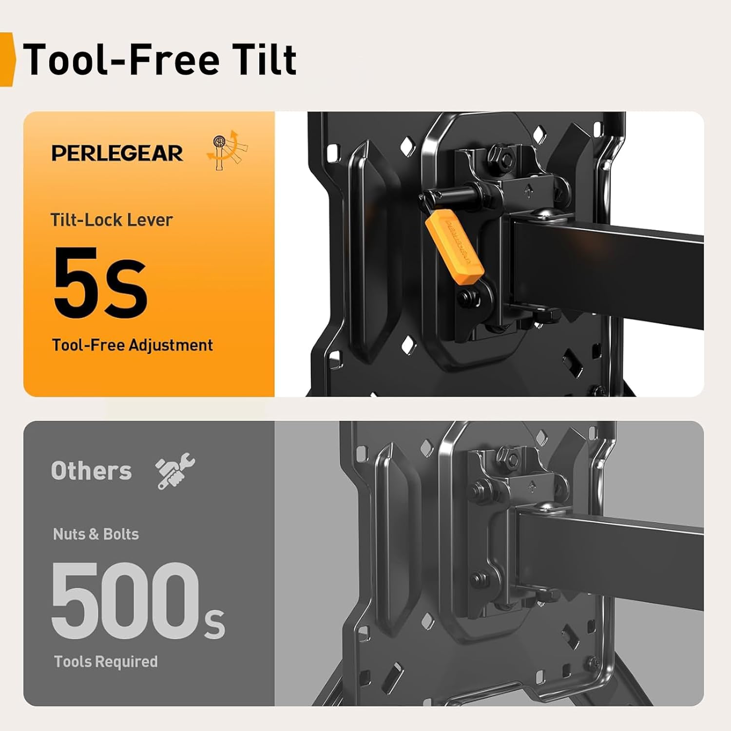 Perlegear Long Arm TV Wall Mount - Full Motion Bracket for 32-65" TVs | 37.4" Extension, Max VESA 400x400mm, Holds 110 lbs