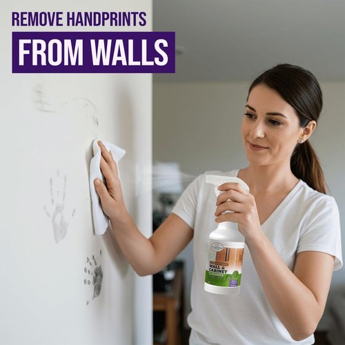 Natural Wall Cleaner Spray for Painted Walls,Ceiling,Cabinets,Baseboard,Wood,Stainless-Lavender Scented, Streak Free Stain Remover Spray for Dirt,Dust,Odor,Oils,Grease-Multipurpose & Deodorizing 24 Oz