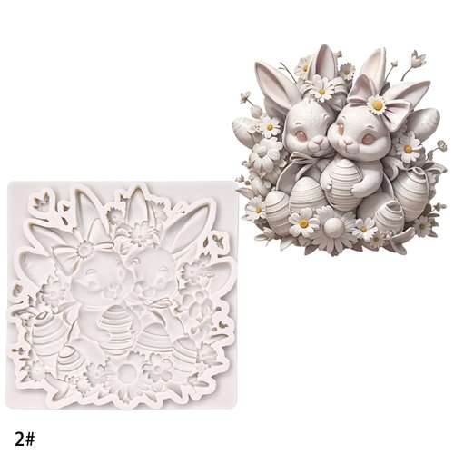 (Three-piece) Floral Easter Egg, Rabbit, Bowknot Fresh Flower Easter Egg, DIY Silicone Mold, Cake Chocolate Mold Wedding Cakeoration Tool Marshmallow Cake Mold