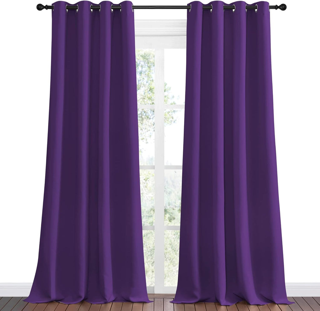 NICETOWN Purple Blackout Curtains - Noise Reducing & Thermal Insulated | 96 Inches Long, 55 Inches Wide (2 Panels)
