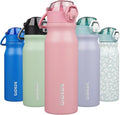 BJPKPK 25oz Insulated Water Bottle - Reusable Stainless Steel Flask with Straw & Leak-Proof Lid | Light Pink
