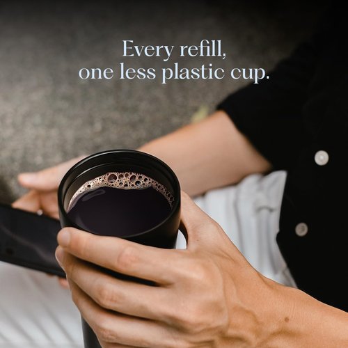 Sttoke Leakproof Ceramic Reusable Coffee Cup 12 oz - Magnetic Blue, 6.14 inch Height