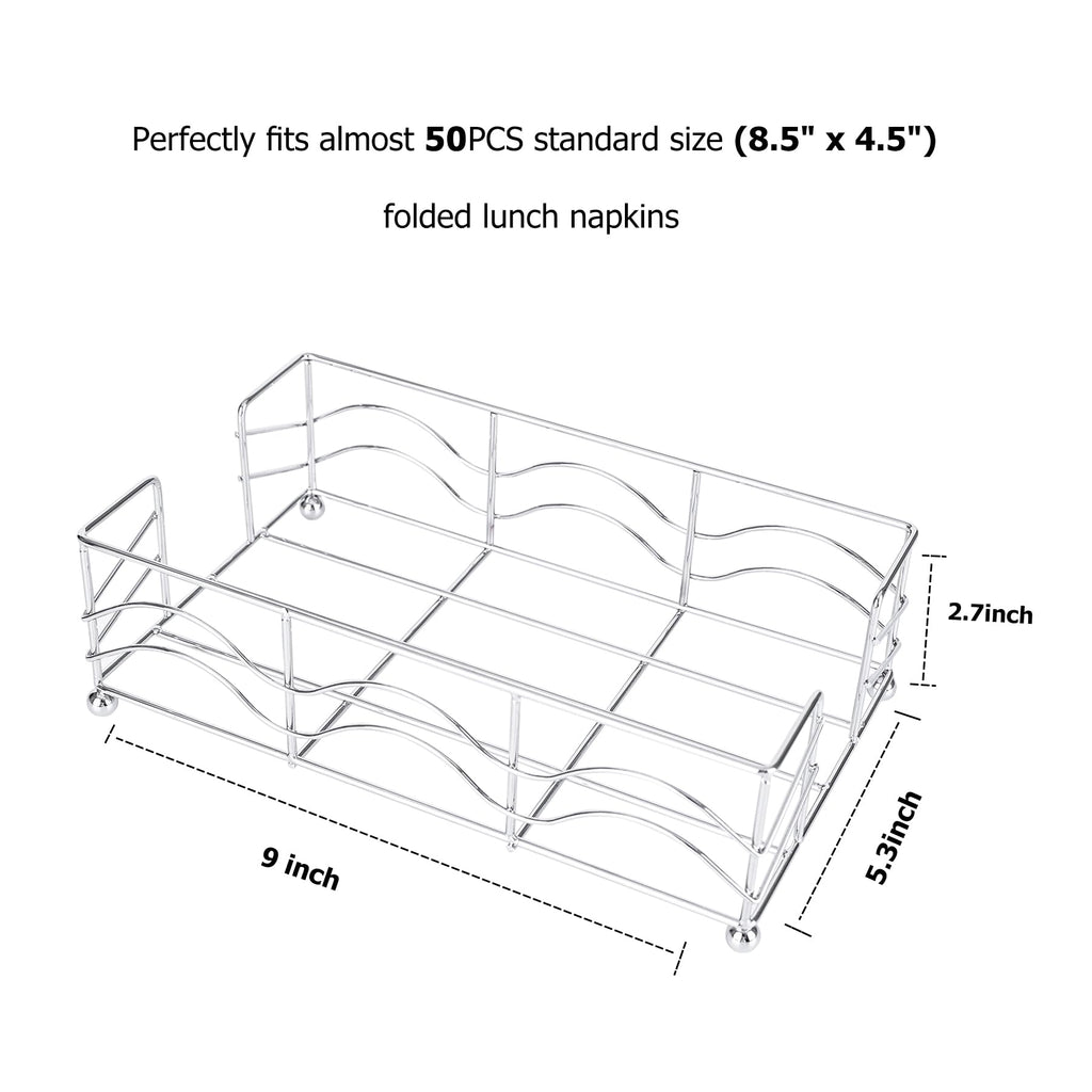 Ebristar Bathroom Napkin Holder, Modern Stainless Steel Flat Guest Towel Tray, Rectangle Metal Disposable Napkin Holder for Bathroom, Dinner & Kitchen Table - Silver