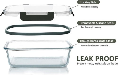M MCIRCO Glass Food Storage Containers - 30-Piece Airtight Meal Prep Set | Snap Locking Lids, Microwave & Oven Safe