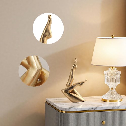 Zonsuli Golden Legs Sculpture Elegant Resin Home Decor Legs Statues Versatile Indoor/Outdoor Ornament, Bedroom, Office Desktop, Cabinets, Perfect (Bent Leg)