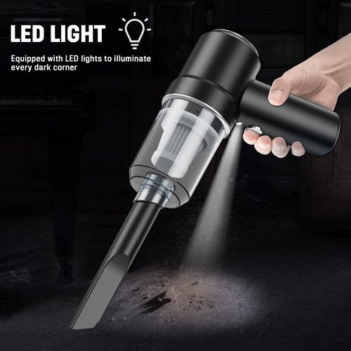 XBllcyiv Mini Vacuum Cleaner for,2 in 1 Keyboard Vacuum Cleaner Wireless Handheld,Car Vacuum with Brushless Motor High Power 120W Rechargeable Easy to Clean Car Interior (Black)