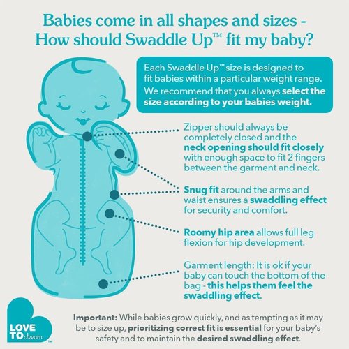 Love to Dream Swaddle UP, Baby Sleep Sack, Self-Soothing Swaddles for Newborns, Snug Fit Helps Calm Startle Reflex, Newborn Essentials Must-Haves, Lite 0.2 TOG, Sleep Sack, 8-13 lbs, Soft Blue