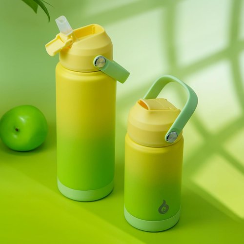 BJPKPK Insulated Water Bottle - 12oz Stainless Steel with Straw Lid & Flex Handle | BPA Free, Fresh Green