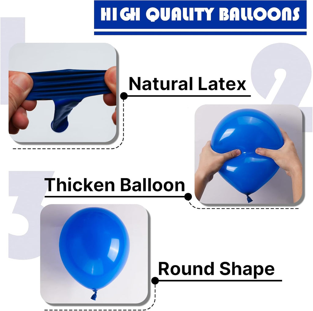 PartyWoo Royal Blue Balloons - 140-Piece Arch Kit for Baby Shower & Graduation | 5-12 Inch Sizes