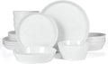 Martha Stewart Selma Dinnerware Set - Chip & Scratch Resistant, 16-Piece Service for 4 | White Plates & Bowls, Dishwasher & Microwave Safe
