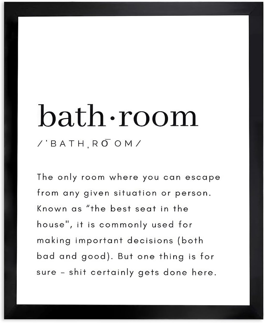 Regine Switzerland Bathroom Wall Art - Funny Definition Print | Minimalist Black Framed Canvas 8x10in