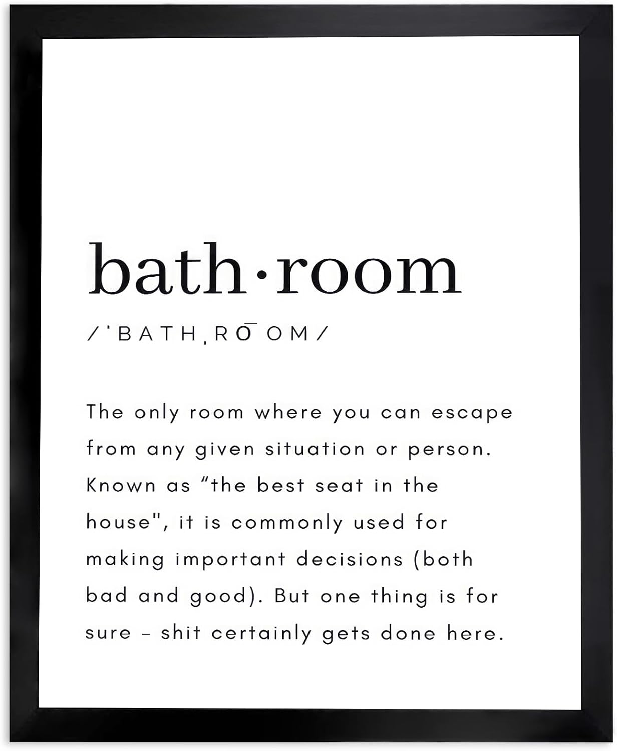 Regine Switzerland Bathroom Wall Art - Funny Definition Print | Minimalist Black Framed Canvas 8x10in
