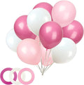KADBANER 12-Inch Latex Balloons - 100 Pack in White, Pink & Light Rose Red for Weddings & Parties