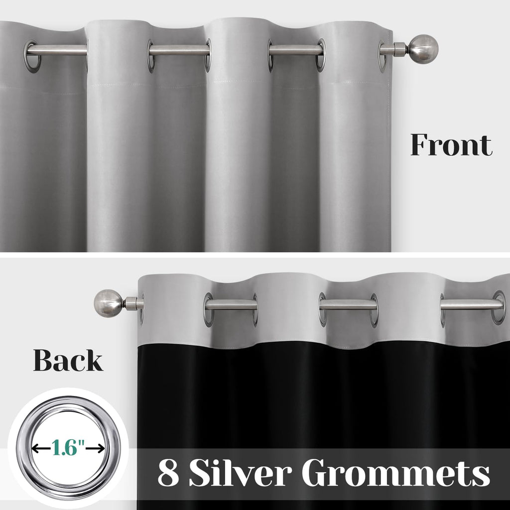 HOMEIDEAS Black 100% Ombre Blackout Curtains for Bedroom, 52 X 84 Inches Long Room Darkening Gradient Light Blocking Thermal Insulated Grommet Drapes for Living Room, 2 Panels