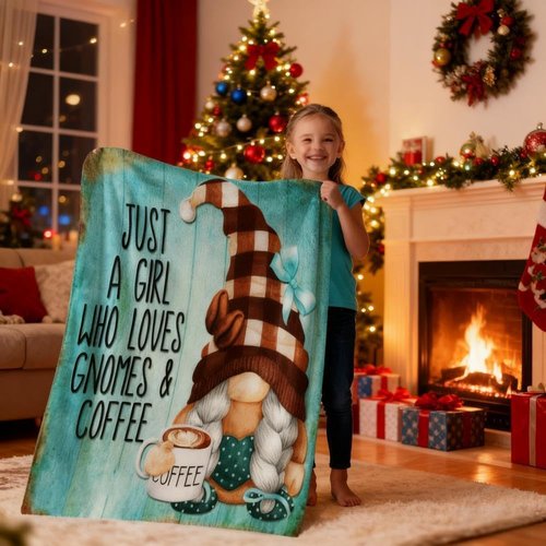 Ivarunner Coffee Gnome Blanket for Girls- Gnomes Gifts for Gnome Lovers, Daughter, Kids, Galentine's Day Soft Spring Gnome Theme Throw Blanket, 50x40 Inches