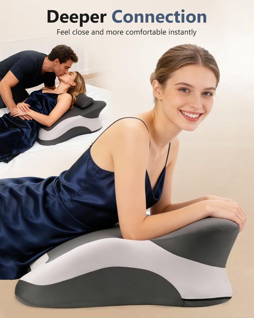 Eppyyo Memory Foam Ergonomic Wedge Pillow, Squat Pillow, Prone Pillow for Sleeping, Reading Pillow for Bed, Ideal for Massage, with Removable Cover, Back Support, Multi-Functional Memory Foam (Grey)