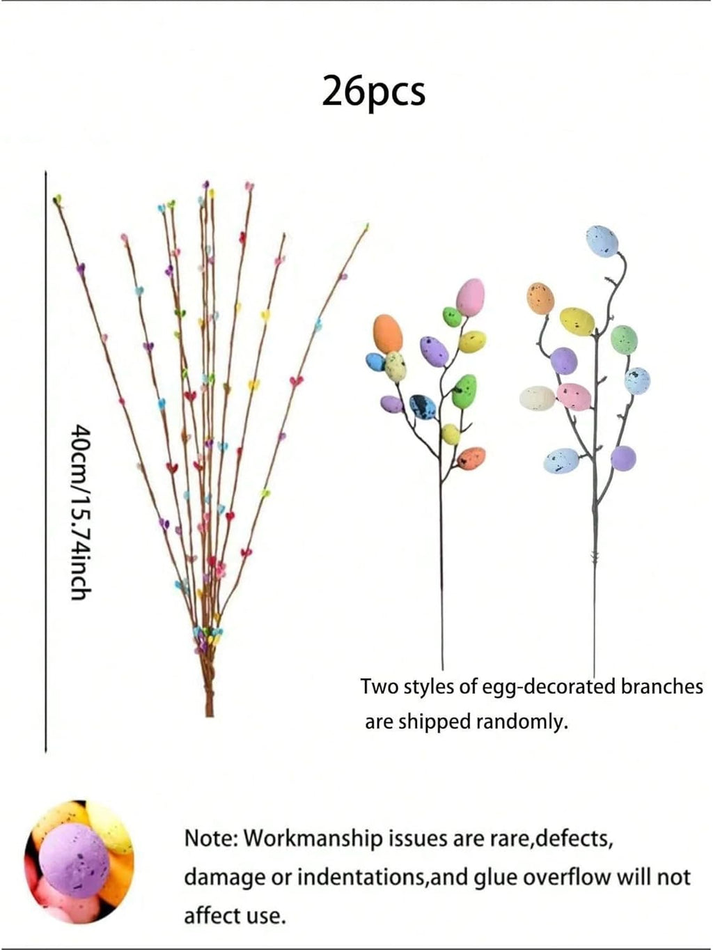 Skiennix 13PCS Artificial Easter Spray Vines - Pastel Eggs & Berries for Spring Decor