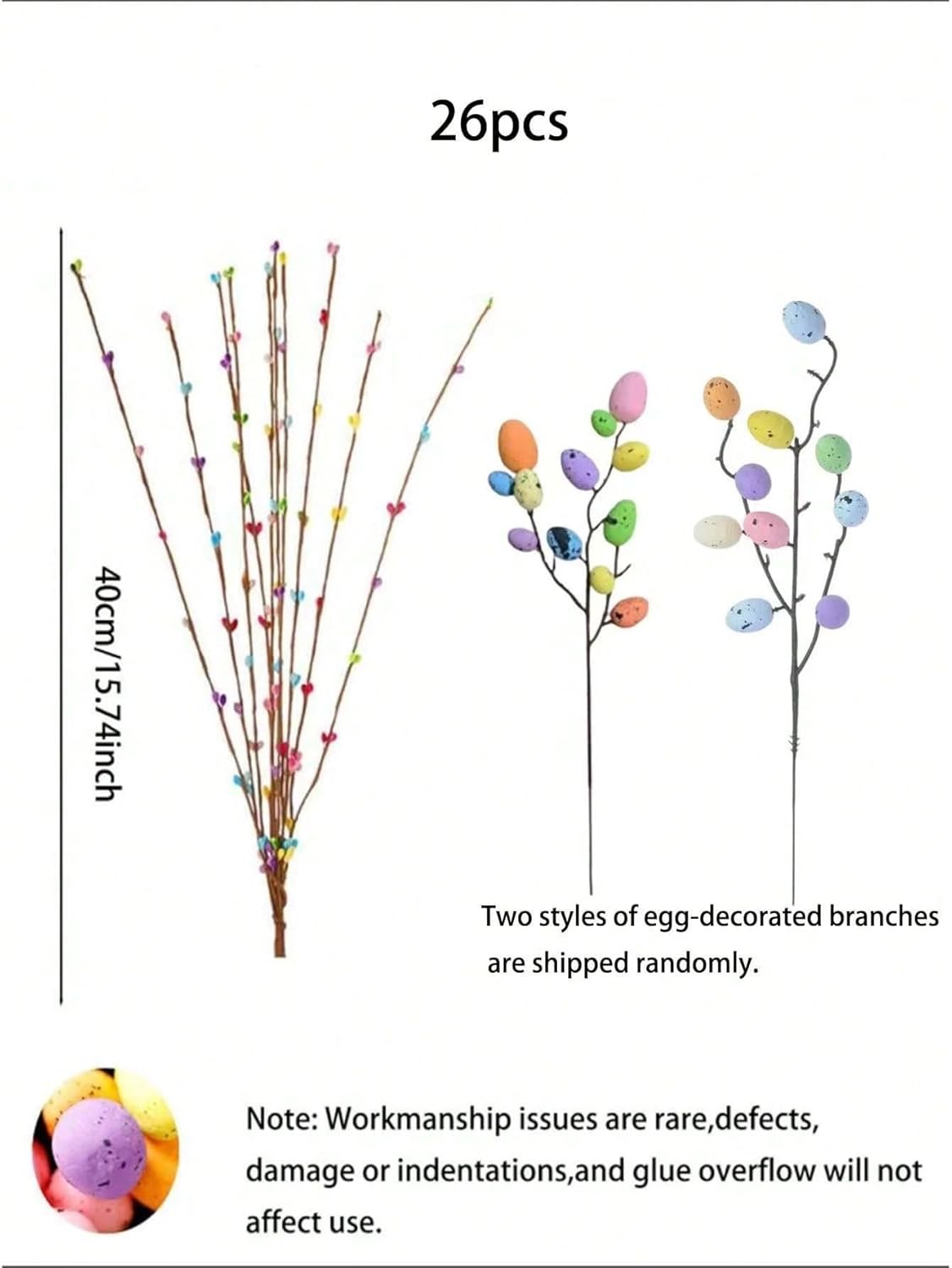 Skiennix 13PCS Artificial Easter Spray Vines - Pastel Eggs & Berries for Spring Decor
