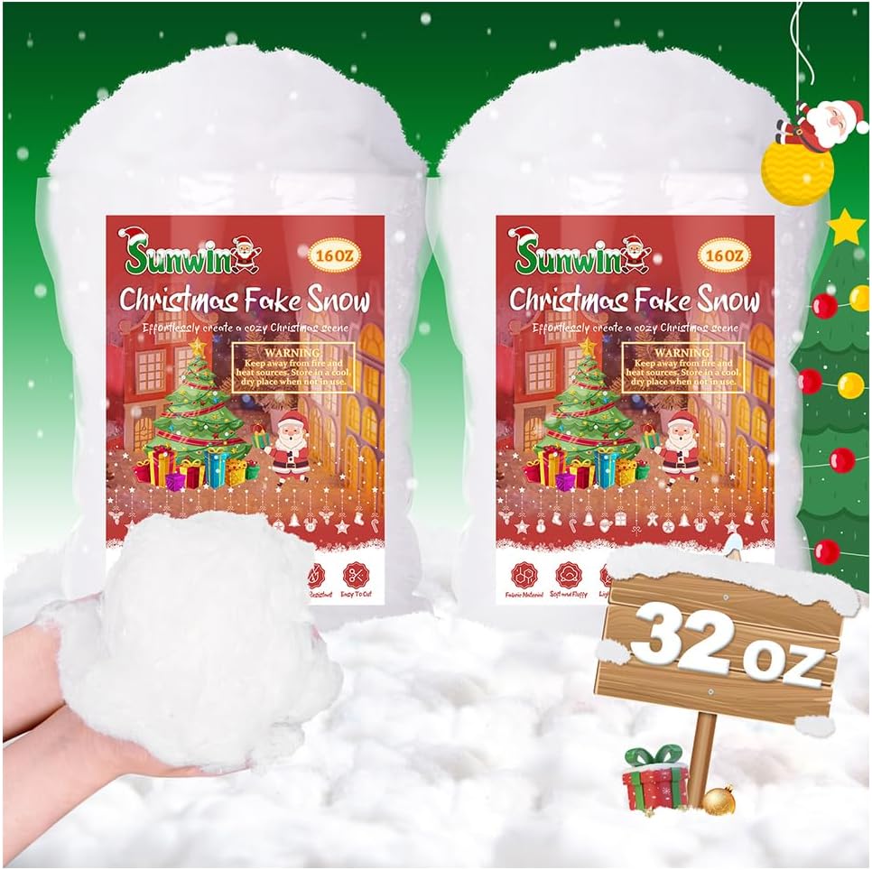 Regine Switzerland 32 OZ Fluffy Artificial Snow - Perfect for Christmas Village Displays & Crafts