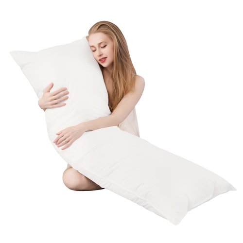 Goose Down Body Pillows for Adults, Large Body Pillow for Side Sleeper, Hugging Feather Body Pillow Insert, Cooling 20x54 Full Length Long Pillow for Bed with 100% Organic Cotton Shell, White 20"x54"