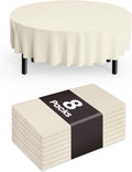 Pureegg Disposable Plastic Table Cloths - 84'' Round, Leakproof & Sturdy for Parties, Weddings, Thanksgiving | Beige & Cream