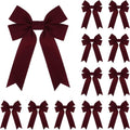Meseey Burgundy Velvet Ribbon Bows - 12 Pcs for Christmas Wreaths & Gift Wrapping | Indoor/Outdoor Decor
