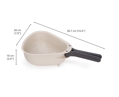 Joseph Joseph Droplet Compact Colander with Folding Handles, Space-Saving Design, Easy-Pour Corners, for Draining Vegetables, Pasta, Fruits