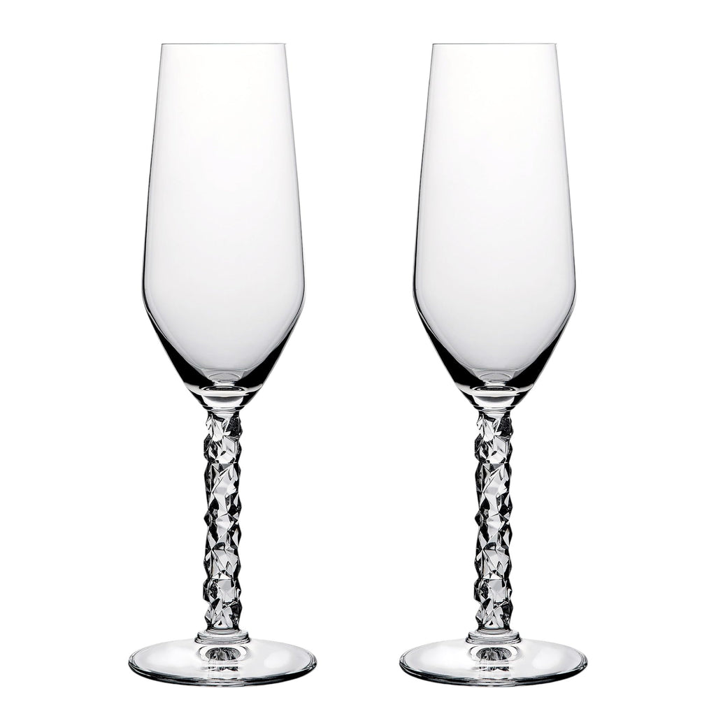Orrefors Carat 8 oz. Champagne/Flute Crystal Stemware,Set of 2