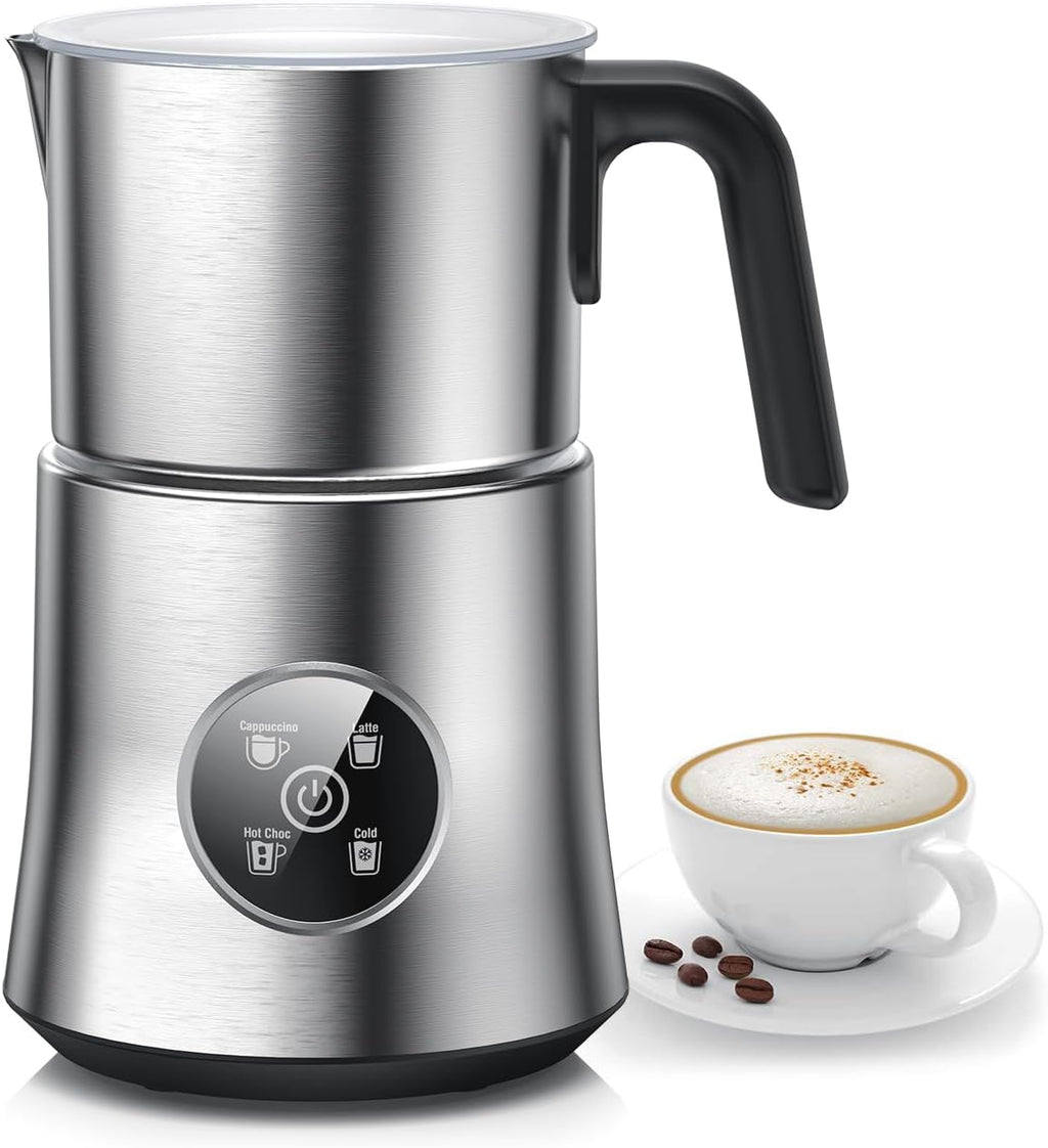 Skiennix Electric Milk Frother - Large Capacity Detachable Foam Maker | 30.44 Oz Stainless Steel Jug