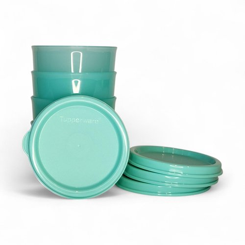 Tupperware Snack Cup Set of 4 Mint Green with Matching Seals (4 ounces each)